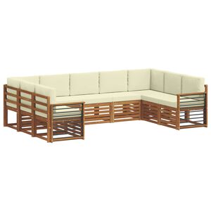 vidaXL Rohov&aacute; sofa sada s pol&scaron;t&aacute;řem 9 pcs Přirozen&aacute; a Kr&eacute;mov&aacute;
