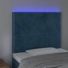 vidaXL Čelo postele s LED tmavě modr&eacute; 100x5x118/128 cm samet