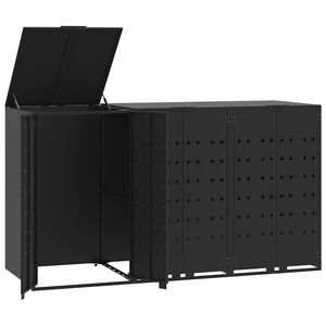 vidaXL Box na 3 popelnice čern&yacute; 207 x 79 x 117 cm ocel