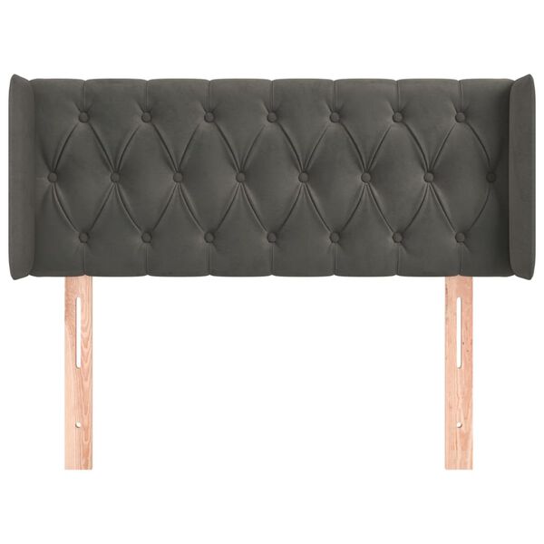 vidaXL Čelo postele typu u&scaron;&aacute;k tmavě &scaron;ed&eacute; 93x16x78/88 cm samet