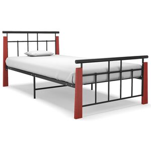 vidaXL R&aacute;m postele kov a masivn&iacute; dubov&eacute; dřevo 90 x 200 cm