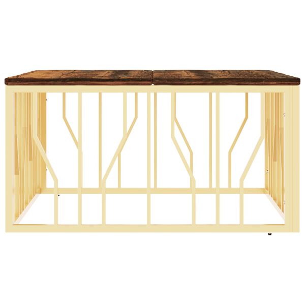 vidaXL Konferenční stolek zlatý nerezová ocel a recyklované dřevo