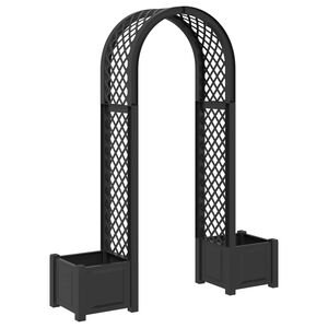 vidaXL Růžov&yacute; oblouk s květin&aacute;čem Antracitov&aacute; 168,5 x 43 x 207 cm PP
