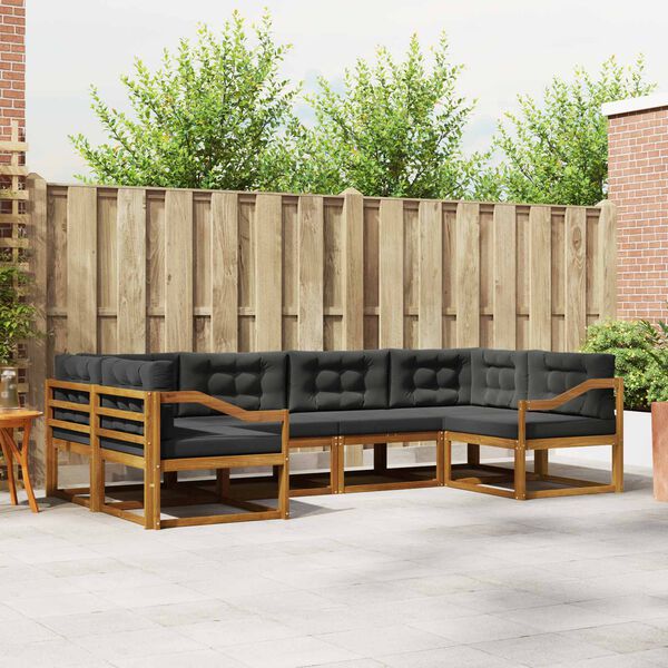 vidaXL Venkovn&iacute; pohovkov&aacute; souprava 6 pcs Přirozen&aacute; a Anthracitov&aacute;