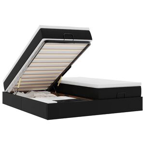 vidaXL Osmansk&yacute; r&aacute;m postele s matrac&iacute; čern&aacute; 200x200cm uměl&aacute; kůže