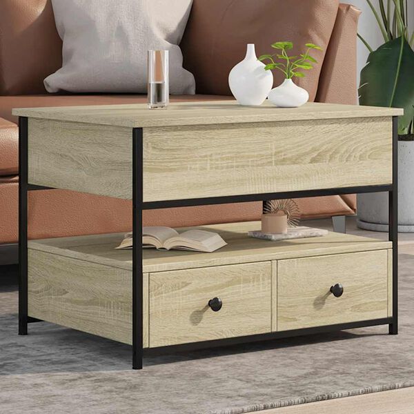 vidaXL Konferenční stolek dub sonoma 70 x 50 x 50 cm kompozit a kov