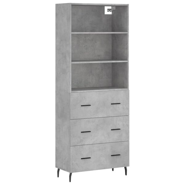 vidaXL Skř&iacute;ň highboard betonově &scaron;ed&aacute; 69,5x34x180 cm kompozitn&iacute; dřevo
