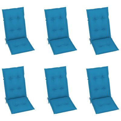 vidaXL Zahradní židle 6 ks modré podušky masivní teak