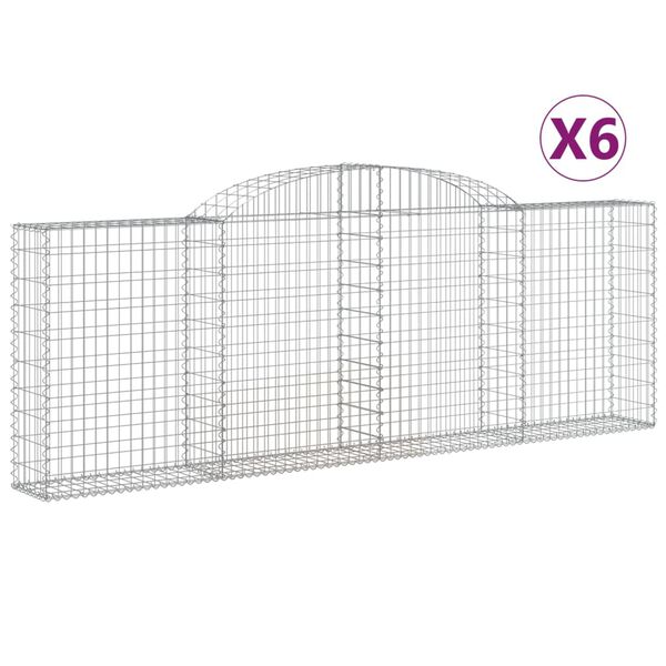 vidaXL Klenut&eacute; gabionov&eacute; ko&scaron;e 6 ks 300x30x100/120cm pozinkovan&eacute; železo