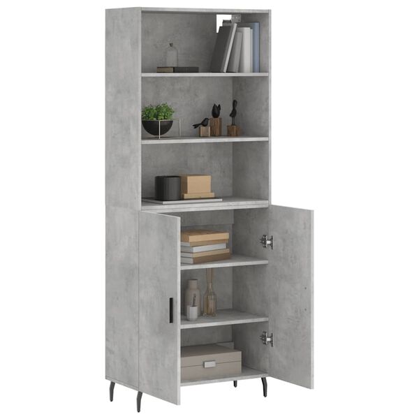 vidaXL Skř&iacute;ň highboard betonově &scaron;ed&aacute; 69,5x34x180 cm kompozitn&iacute; dřevo