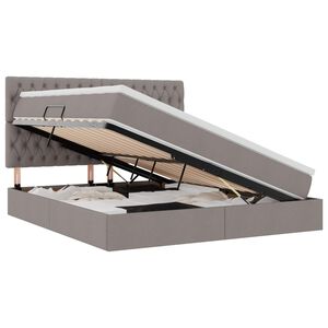 vidaXL Postel s &uacute;ložn&yacute;m prostorem a LED osvětlen&iacute;m Taupe 160 x 200 cm