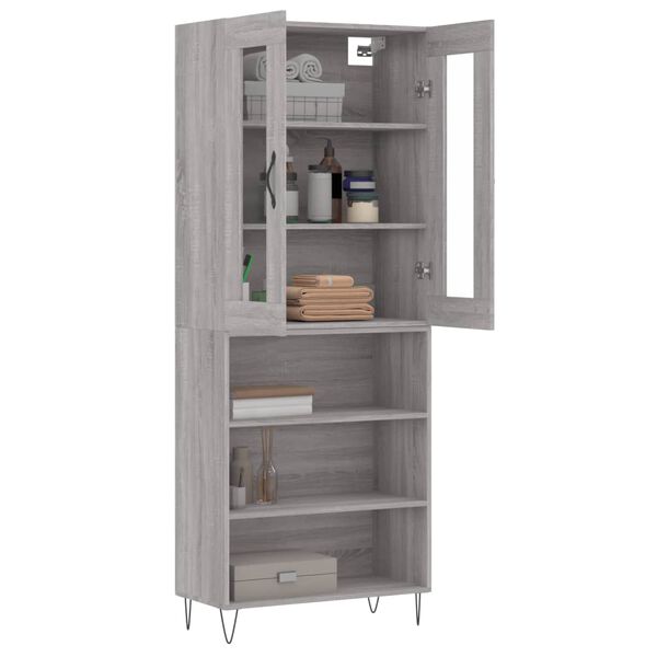 vidaXL Skř&iacute;ň highboard &scaron;ed&aacute; sonoma 69,5 x 34 x 180 cm kompozitn&iacute; dřevo