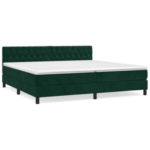 vidaXL Box spring postel s matrac&iacute; tmavě zelen&aacute; 200x200 cm samet