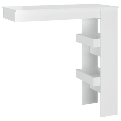 vidaXL Nástěnný barový stolek bílý vysoký lesk 102x45x103,5cm kompozit