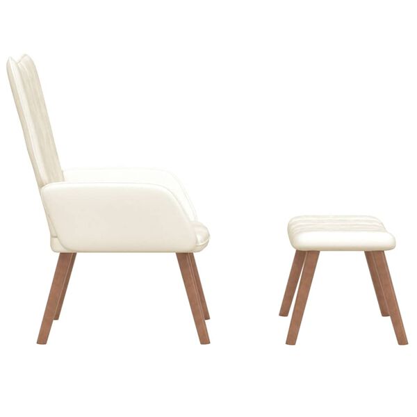 vidaXL Relaxačn&iacute; křeslo se stoličkou kr&eacute;mově b&iacute;l&eacute; samet