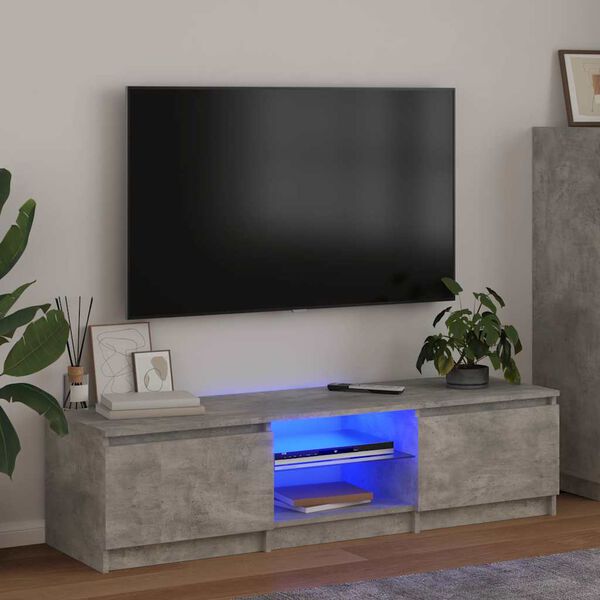 vidaXL TV skř&iacute;ňka s LED osvětlen&iacute;m betonově &scaron;ed&aacute; 140 x 40 x 36 cm