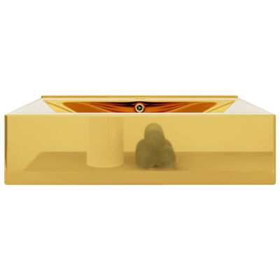 vidaXL Umyvadlo s přepadem 60 x 46 x 16 cm keramické zlaté