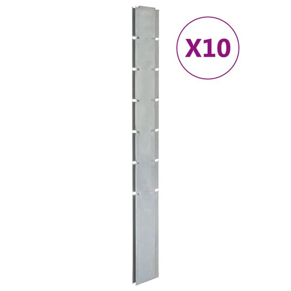 vidaXL Plotov&eacute; sloupky 10 ks stř&iacute;brn&eacute; 180 cm pozinkovan&aacute; ocel