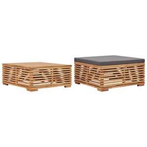 vidaXL Set zahradn&iacute;ho stolu a podnožky tmavě &scaron;ed&aacute; podu&scaron;ka masivn&iacute; teak