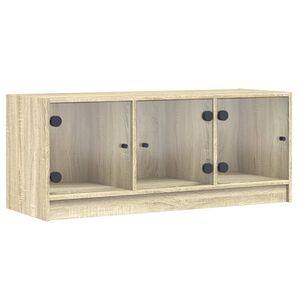vidaXL TV skř&iacute;ňka se skleněn&yacute;mi dv&iacute;řky dub sonoma 102x37x42 cm