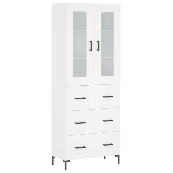 vidaXL Skř&iacute;ň highboard b&iacute;l&aacute; 69,5 x 34 x 180 cm kompozitn&iacute; dřevo