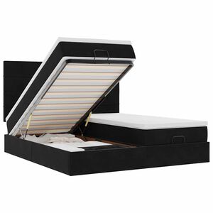 vidaXL Osmansk&yacute; r&aacute;m postele s matrac&iacute; čern&yacute; 200x200cm samet