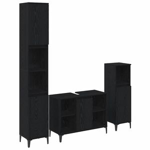 vidaXL Sada koupelnov&eacute;ho n&aacute;bytku 3 ks Čern&yacute; dub 30 x 30 x 190 cm