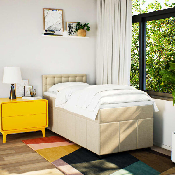 vidaXL Box spring postel s matrac&iacute; kr&eacute;mov&aacute; 80 x 200 cm textil