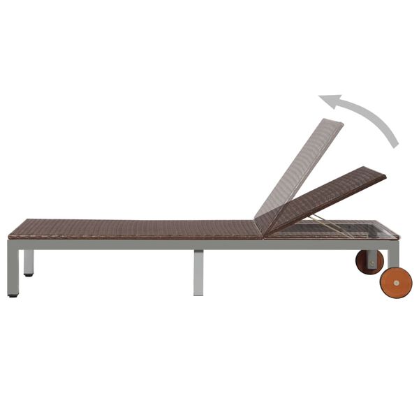 vidaXL Zahradní lehátko s kolečky polyratan hnědé
