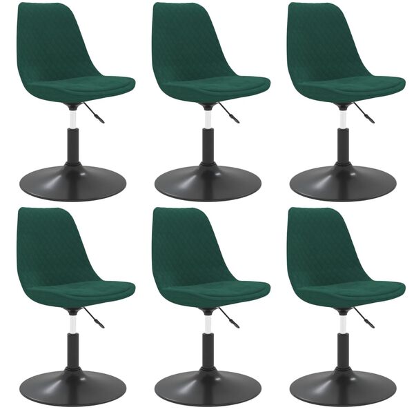 vidaXL Otočn&eacute; j&iacute;deln&iacute; židle 6 ks tmavě zelen&eacute; samet