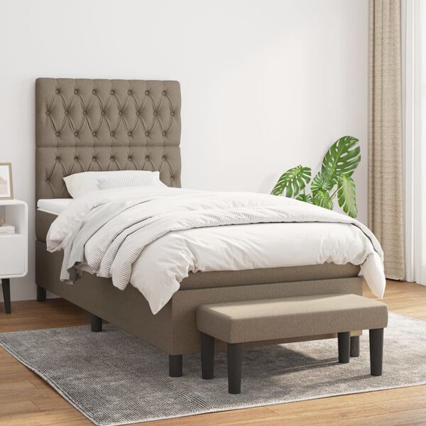 vidaXL Box spring postel s matrac&iacute; taupe 90x190 cm textil