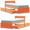 vidaXL Postel se z&aacute;suvkami a matrac&iacute; voskově hněd&aacute; 90x200 cm borovice