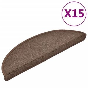 vidaXL Schodov&eacute; rohože 15 ks 56 x 17 x 3 cm k&aacute;vově hněd&eacute;, půlkulat&eacute;