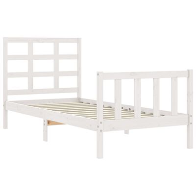 vidaXL Rám postele s čelem bílý 90 x 190 cm masivní dřevo