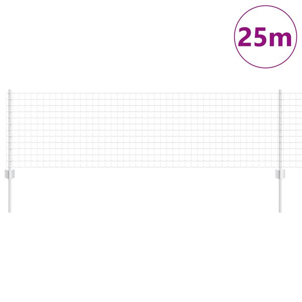 vidaXL Plot s sloupkem Stř&iacute;brn&aacute; 0,6 x 25 m Ocel