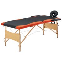 vidaXL Skládací masážní stůl 2 zóny dřevěný černý a oranžový
