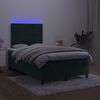 vidaXL Box spring postel s matrac&iacute; a LED tmavě zelen&aacute; 120x200 cm samet