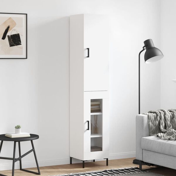 vidaXL Skř&iacute;ň highboard b&iacute;l&aacute; 34,5 x 34 x 180 cm kompozitn&iacute; dřevo