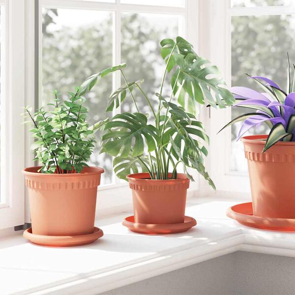 vidaXL Kulat&yacute; květin&aacute;č 24 pcs Cihlově červen&aacute; &Oslash; 12,5 x 10 cm Plast