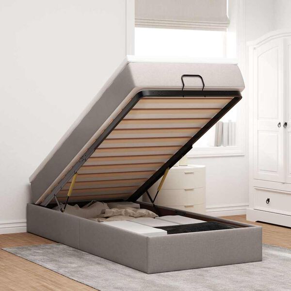 vidaXL Osmansk&yacute; r&aacute;m postele s matrac&iacute; taupe 90x200cm textil