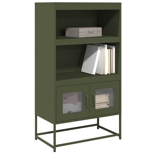 vidaXL Skř&iacute;ň highboard olivově zelen&aacute; 68x39x123 cm ocel