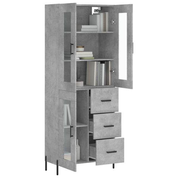 vidaXL Skř&iacute;ň highboard betonově &scaron;ed&aacute; 69,5x34x180 cm kompozitn&iacute; dřevo