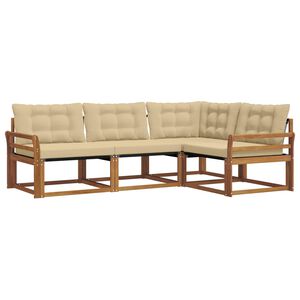 vidaXL Venkovn&iacute; pohovkov&aacute; souprava 4 pcs Přirozen&aacute; a B&eacute;žov&aacute;