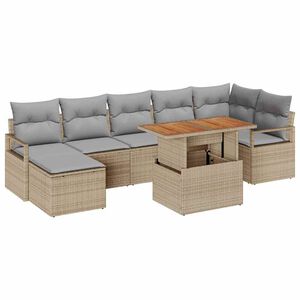 vidaXL Zahradn&iacute; j&iacute;deln&iacute; souprava s pol&scaron;t&aacute;řem 8 pcs Beige a &scaron;ed&aacute;