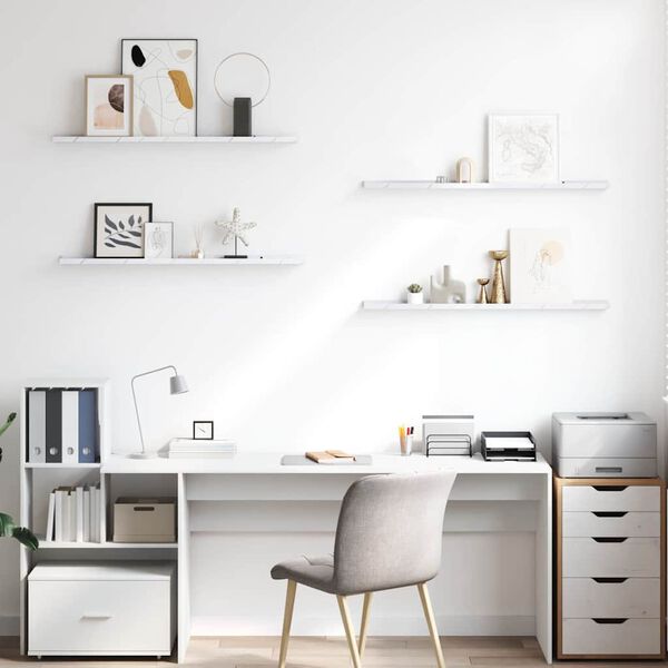 vidaXL N&aacute;stěnn&aacute; polička s polic&iacute; 4 pcs B&iacute;l&yacute; mramor 100 x 9 x 3 cm