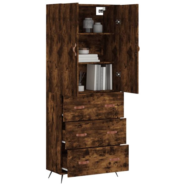 vidaXL Skř&iacute;ň highboard kouřov&yacute; dub 69,5 x 34 x 180 cm kompozitn&iacute; dřevo