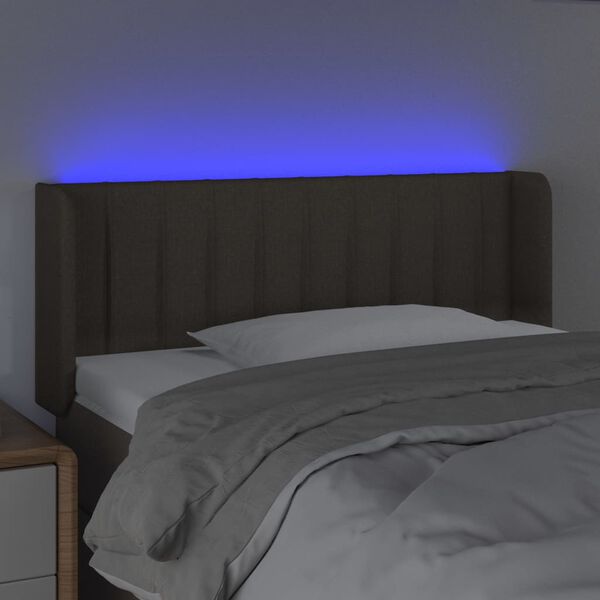 vidaXL Čelo postele s LED taupe 93 x 16 x 78/88 cm textil
