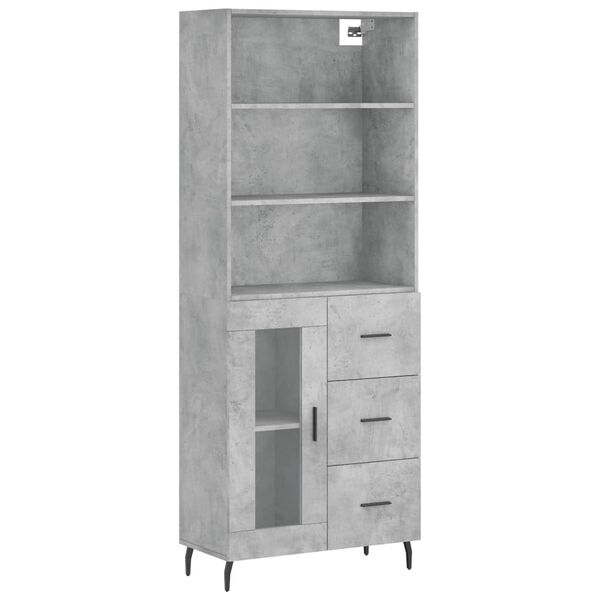 vidaXL Skř&iacute;ň highboard betonově &scaron;ed&aacute; 69,5x34x180 cm kompozitn&iacute; dřevo