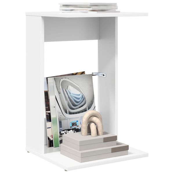 vidaXL Bočn&iacute; stůl B&iacute;l&aacute; 40 x 38 x 62,5 cm kompozitn&iacute; dřevo