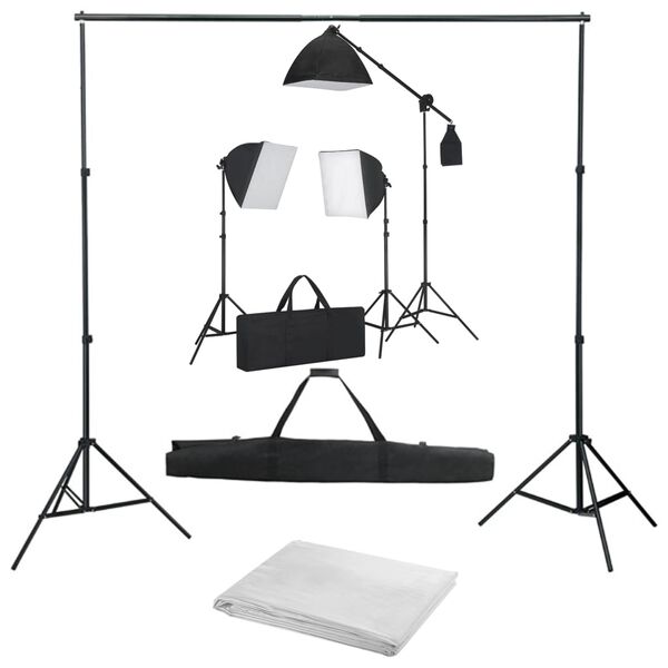 vidaXL Fotostudio set se softboxy a fotopozad&iacute;m